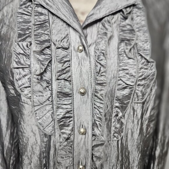 3/$25 Tuxedo Blouse - silver - Picture 2 of 8